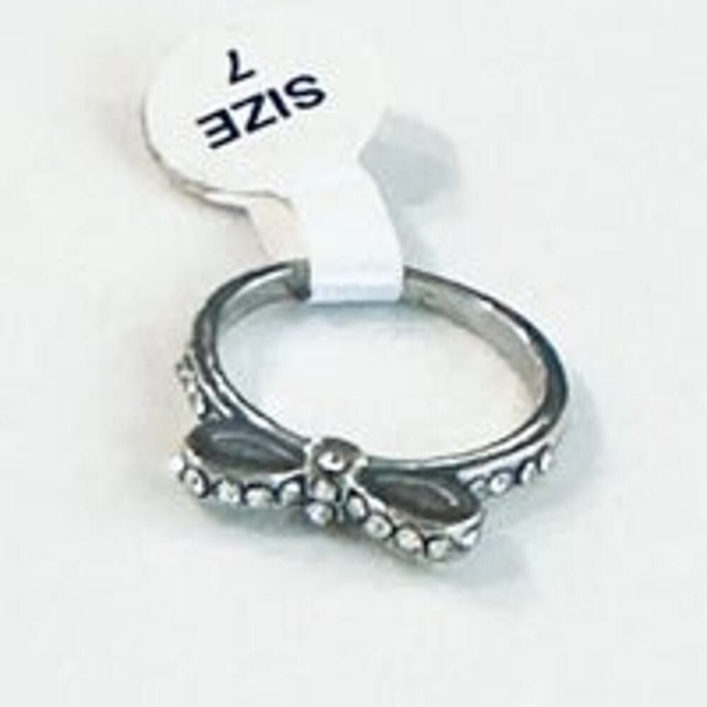Silver Bow Rhinestone Ring